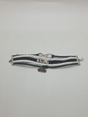 Source Unknown Black and White Racing Infinity Charm Bracelet